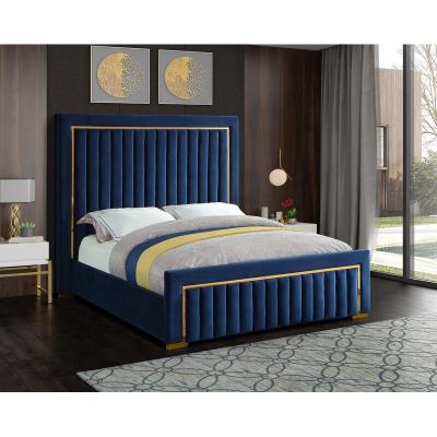 China Customized Double King Size Adorned High Quality Upholstered Bed Designs For Home for sale