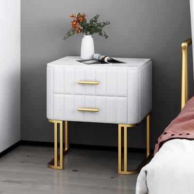 China Durable Nordic Gold White Marble Floating Nightstand Bedside Table Bedroom Furniture for sale