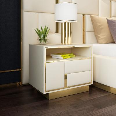 China Durable Modern Floating Hotel Bedroom Bedside Table Nightstands Wooden Corner Table for sale