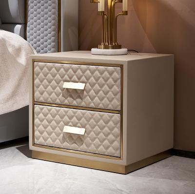 China Durable luxury modern nightstand wood bedside table with drawer furniture bedroom for sale