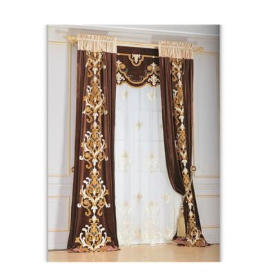 China Luxury European Blackout Style Window Embroidery Curtain Drapery Set With Valance for sale