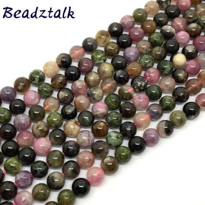 China DIY Jewelry Making Natural Stone Beads Colorful Tourmaline Round Smooth Bead String 38 Inch Cm / 15 DIY Jewelry Making Dropshipping for sale