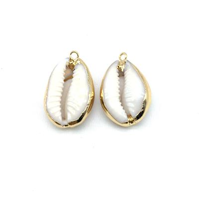 China Free Cowrie Shell Spiral Shells Nickel Sea Pendant With Gold Plated For Beach Jewelry Making Pendants for sale