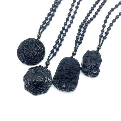 China Handcrafted Knotted Nickel Free Yin Yang Zodiac Fengshui Jewelry Dragon Bead Necklace Pendant For Man Woman Buddha Gift for sale