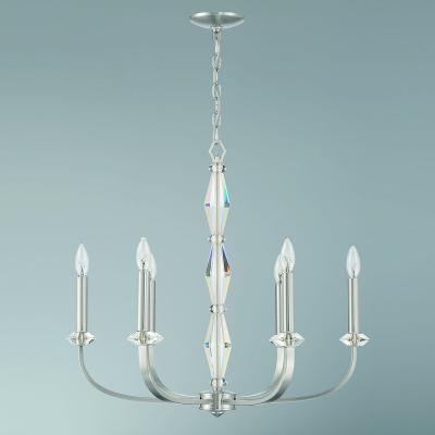 China 2022 High End New Quality Modern Traditional 6 Lights With Polished Finish Real K9 Crystal Nickel Chandelier for sale