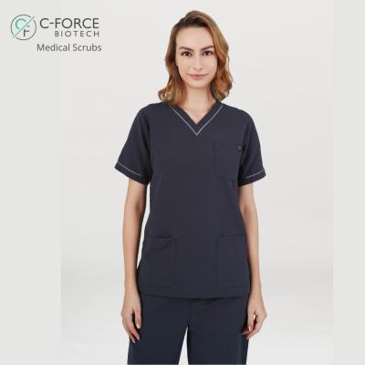 China Odor reduction | 2022 Functional Stylish BioNTex Hypoallergenic 99% Germs Killed Blue Medical Hospital Uniforms Scrubs Uniform Sets For Women for sale