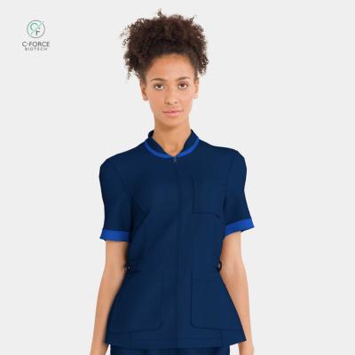 China Odor reduction | Wholesale Navy Blue Hypoallergenic Breathable Female Superior Uniform Medical Frosted Scrub Sets Available for sale