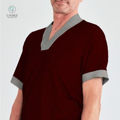 China Odor reduction | 2022 Hypoallergenic Burgundy Frosted Uniform Hospital Frosted Polyester Set Mens Jacket V-Neck Frosted Uniform for sale