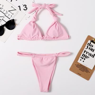 China High Quality Breathable Promotion Swimwear Solid Color Party Ladies Swimming Sexy Bikini for sale