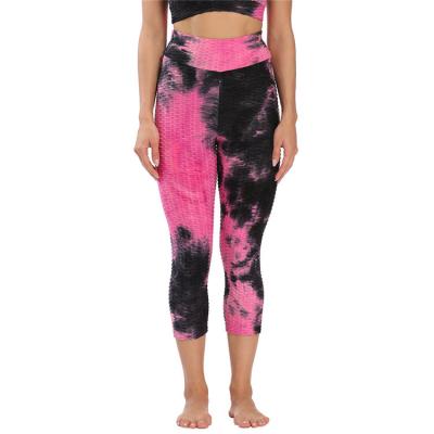 China Hot Product Breathable Stretching Polyester Tie-Dye Skinny Sports Women's Breathable Quick-Drying Pants Yoga Pants for sale