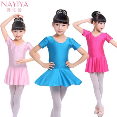 China High elasticity/high texture/skin-friendly children's dance wear girls' practice clothing spandex closed the new one-piece short summer skirt clothing category in one single piece of socket for sale