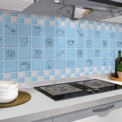 China Good Quality Waterproof Adhesive Waterproof Blue Kitchen Peel and Stick White Wallpaper for sale