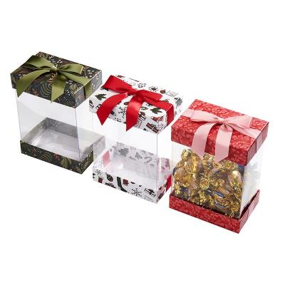 China Bow Decorated Transparent PET Body Food Display Box for sale