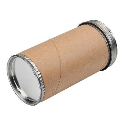 China Cylindrical Natural Plain Paper Can With Metal Bottom Lid for sale