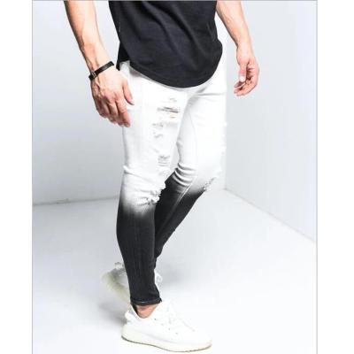 China Fashion viable skinny men's streetwear jeans biker destroyed slim worn jeans denim pencil pants hip hop ripped baggy jeans for men for sale