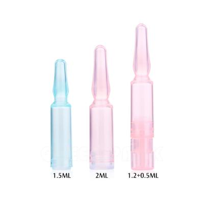 China Personal Care Disposable PP Ampoule Bottle 1.5ml 2ml 1.2ML+0.5ML Empty Cosmetic Packaging Essential Oil Serum Ampoule Bottle for sale