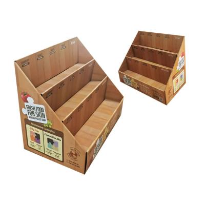 China Promotion Recycled Flooring E Flute Corrugated Printing Cardboard Stand Up Display pdq Tray Display for sale