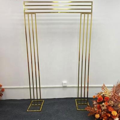 China Metal Wedding Decoration Iron Plating Gold Background Wedding Arch Activity Background Party Flower Stand for sale