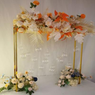 China Iron Plating Process FuHua Wedding Centerpiece Decoration Gold Metal View Arch Flower Stand For Wedding Event Decor Flower Stand Wedding Table for sale