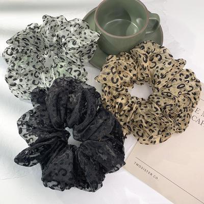 China 2022 Summer Extra Large 19cm Extra Large Hair Scrunchies Spring Under Hijab Scrunchie Girls Hair Band Large Women Muslim Organza Leopard Print for sale