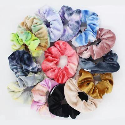 China Wholesale Custom Fashion LOGO Velvet Scrunchies Ponytail Holder Tie Dye Scrunchie With Zipper Velvet Scrunchies For Women Girl for sale