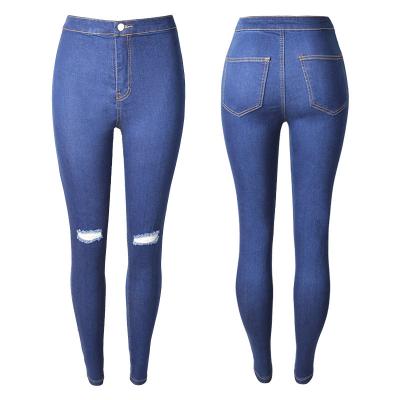 China 2021 Breathable Female Blue Jeans Pants Women Stretch Comfortable Hole Pants Elastic Ripped Trousers For Ladies YCJ030 for sale