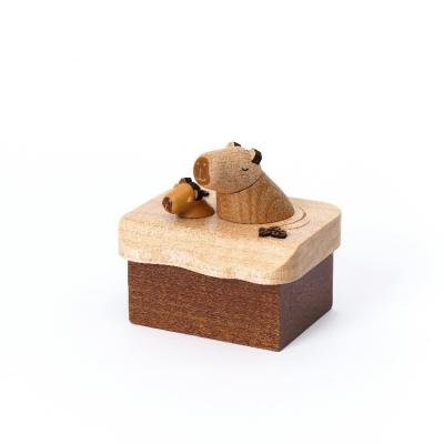 China Factory Eco-friendly Mini Music Box Capybara Animal [1] wooden toys for sale