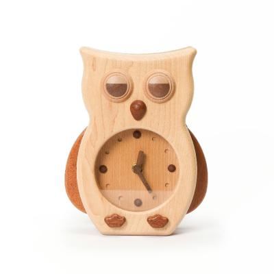 China Exquisite Folk Art [2.10] Shape Owl Wood Wall Clock Wall Animal Decoration For Kids for sale