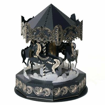 China All [4R] Handmade Black Tan Carousel 3D DIY Kit Miniature Paper Craft for sale