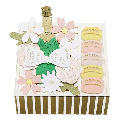 China Europe [7] Decorative Lasercut Paper Art Cake Champagne and Macarons for Diy Scrapbooking for sale