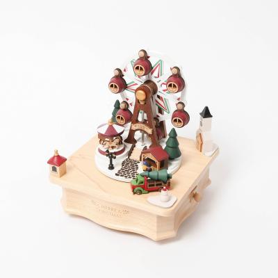 China Wooden Gift Wonderful Life Music Box Christmas Market Ferris Wheel [X] for sale