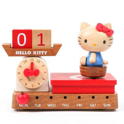 China Hard Maple [1] Hello Kitty with Weight Scale Perpetual Calendar Wholesale Wooden Music Box for sale