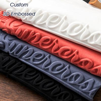 China 100% Custom 3d Embossed Logo T-shirt Drop Shoulder O Neck Men's Oversized Cotton Terry Anti-Wrinkle Plain T-Shirts For Printing for sale