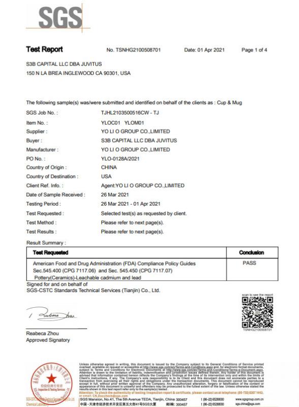 FDA - Yo Li O Group Co., Limited