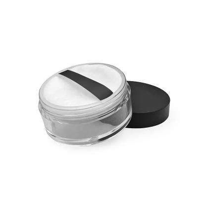 Cina plastic loose powder case with sifter screw black lid Plastic empty eye cream jar round eye shadow case cosmetics jar in vendita