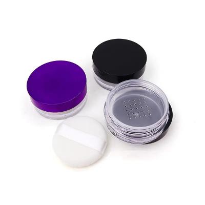 China Fashionable round cap make up cosmetic packaging loose powder jar Te koop