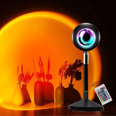 China Modern Colorful LED USB Button Rainbow Sunset Proje Lamp With Remote Control Eternal UFO Aura Sunset Projection Lamp RGB for sale