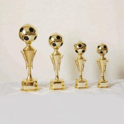 China All over the world factory supply souvenir use football trophy plastic, gold plated trophies and awards for sale