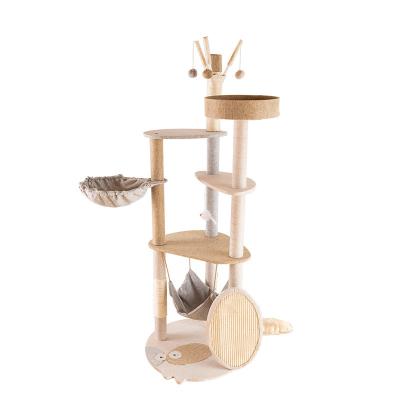 China Modern Multi-Layer Viable Cat Activity Tree Tower Scratcher Cat Condo for sale