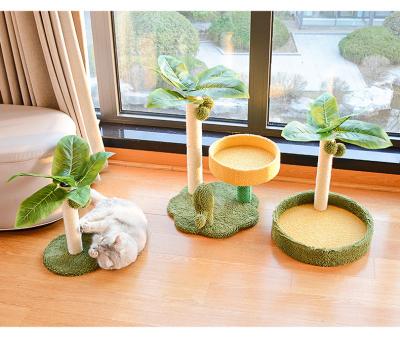 China 2023 Hot Selling Viable Beautiful Sisal Coconut Tree Shaped Cat Tree Pet Supplies Plush Cat Nest for sale