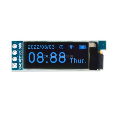 China 0.91 Inch 128x32 Dot Blue Color SSD1306 I2C Interface 4 Pins Soldering OLED Screen With PCB Module 0.91 Inch for sale