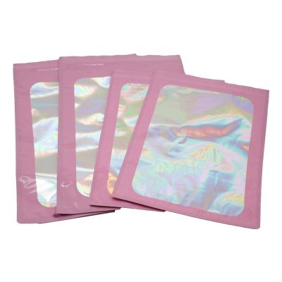 China New Recyclable Resealable Mylar Storage Bag Hologram Smell Proof Ziplock Bag With Clear Window Packing Pouch For Jewelry for sale