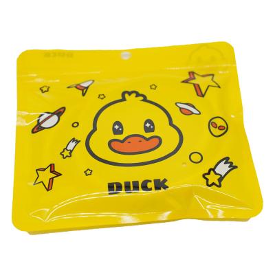 China Recyclable Custom Printed Yellow Duck 3 Sides Sealed One Side Transparent Packaging Bag Accessories Plastic Packaging Electronic Bag for sale