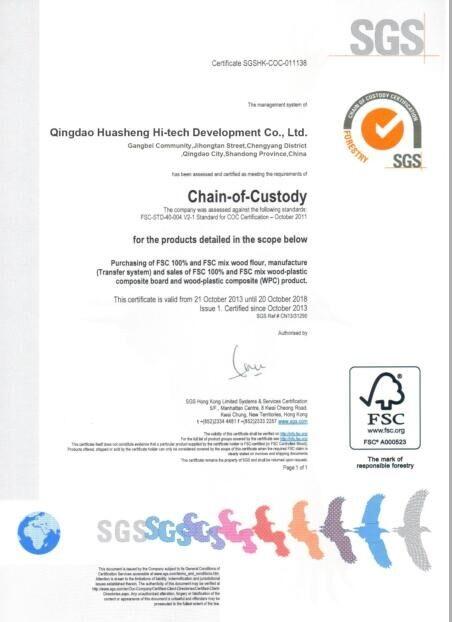 FSC Certificate - Qingdao Huasheng High-Tech Development Co.,Ltd