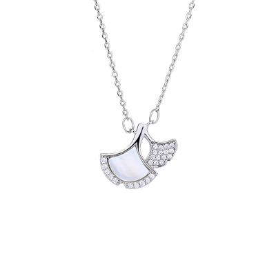 China S925 Sterling Silver Ginkgo Leaf Necklace FASHIONABLE Female Luxury Scarf Wind Fan Shell Pendant Clavicle Chain Cold Niche for sale