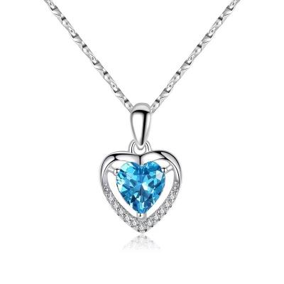 China Fashion Blue Love Heart Sea Heart Necklace Jewelry Eternal Gift for sale