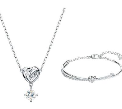 China Fashion Knot Heart Shaped Express Love Female Necklace And Bracelet Set for sale