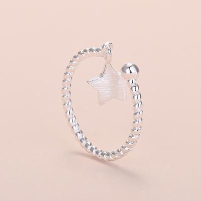 China CLASSIC 925 Sterling Silver Plain Interwoven Twist Cross Shape Adjustable Open Punk Chic Star Ring For Women for sale