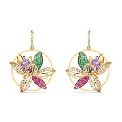 China FASHIONABLE Elegant and Classic Orchid Heart Lock Love Orchid Shaped Earrings For Girl Women for sale