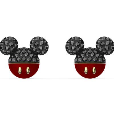 China FASHIONABLE Animated Mickey Earrings black and red color playful diamond studded cartoon mouse crystal earrings for sale